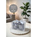 Tiem Concept Dekorasyona Özel Hediye Kutulu Vanilya Kokulu Gri Bardak Mum Ve 100ml Çubuklu Oda Kokusu Seti