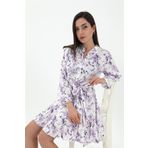 Tienda Elegante Eteği Volanlı Viskon Elbise - Lila