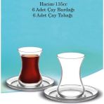 Tiesa Home 12 Parça Cam Buket 135CC Çay Bardağı Takımı Seti - Şeffaf - 135 ml