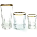 Tiesa Home 18 Parça Gaia Altın Yaldızlı Su Meşrubat Viski Kahve Yanı Zemzem Bardağı Takımı Seti - Sarı - Şeffaf - 270 ml