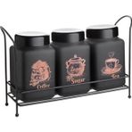 Tiesa Home 3lü Metal Standlı Cam Baharatlık Takımı Seti Rose
