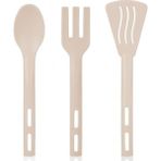 Tiesa Home 3lü Mini Plastik Spatula Kaşık Çatal Servis Seti Takımı Krem
