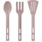 Tiesa Home 3lü Mini Plastik Spatula Kaşık Çatal Servis Seti Takımı Pembe