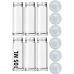 Tiesa Home 6 Adet Metal Kapaklı Cam 105CC Mini Baharat Süs Saklama Kabı Kavanozu - Şeffaf - 105 ml