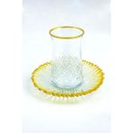 Tiesa Home Altın Yaldızlı Çay Bardağı Takımı Seti - Sarı