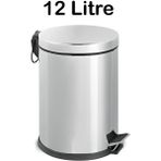 Tiesa Home Paslanmaz Çelik 12 Litre Pedallı Iç Kovalı Çöp Kovası - Gri