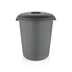 Tiesa Home Plastik 50 Litre Battal Kapaklı Kulplu Çöp Kovası Gri My Lotus