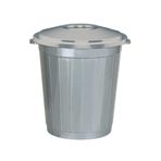 Tiesa Home Plastik 50 Litre Battal Kapaklı Kulplu Çöp Kovası Gri