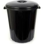 Tiesa Home Plastik 50 Litre Battal Kapaklı Kulplu Çöp Kovası - Koyu Kahverengi