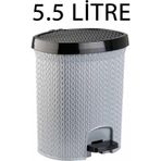 Tiesa Home Plastik Örgülü Pedallı Çöp Kovası 5.5 Litre Gri