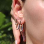 Tif Model Mavi Detayzirkon Taşlı Rose Gold Kaplama Gümüş Küpe