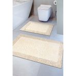 Tiffany 2'li Pamuklu Klozet Takımı, Vizon Banyo Paspas Seti 60 x 100 / 50 x 60 CM Vizon
