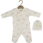 Tiffany Baby Cats And Dog Theme 3'lü Bebek Zıbın Seti 20078 - Ekru - 0 - 3 Ay