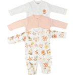 Tiffany Baby Kız Bebek Flower Garden 3'lü Patikli Tulum Set Ekru 15040 - 9 - 12 Ay