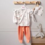 Tiffany Baby Sunny Garden Theme 3'lü Bebek Zıbın Seti 2410078 - Ekru - 0 - 3 Ay