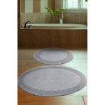 Tiffany Oval 2'li Pamuklu Klozet Takımı Gri Banyo Paspas Seti 60 x 100 / 50 x 60 CM Gri