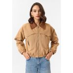 Tiffany & Tomato Süet Yakalı Cepli Parka Mont - Camel