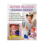 Tıfıl Toys Cansu Bebek: Altını Islatan Renkli Saçlı 4 Parçalı Biberonlu Emzikli Lazımlıklı Oyuncak Bebek Seti