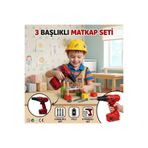 Tıfıl Toys Pille Çalışan 3 Farklı Uçlu 2 Vida 2 Somonlu Tamirci Temalı Matkap Oyuncak İş Aleti