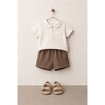 Tifina Kids Erkek Bebek 2'li Takım Polo Yaka Çizgili Müslin T-shirt Müslin Şort Günlük Özel Günler Bayramlık Günlük