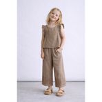 Tifina Kids Kız Çocuk 2'li Takım Çiçek Figür İşlemeli Keten Bluz Paçaları Nakışlı Pantolon Günlük Bayramlık