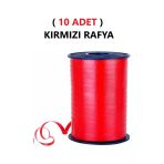 TİFOYS ( 10 Adet ) 200 Metre Rabant Kırmızı Rafya Şerit Kurdele