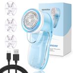 Tiftik tıraş makinesi, USB ile şarj edilebilir tiftik giderici, elektrikli 2 değiştirilebilir bıçaklı, taşınabilir kumaş tüy tıraş makinesi, kazak, tekstil, yün, halılar için tüy tıraş makinesi
