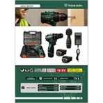 Tiğer King Pro 16.8V Çift Akülü Vidalama Çelik Mandren Kömürsüz Motor Darbesiz Şarjlı Matkap
