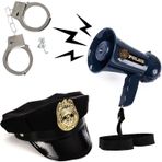 Tigerdoe Polis Memuru Kostümü - 3 Parça Set - Polis Giydirme - Sirenli Polis Megafonu - Polis Şapkası - Polis Kelepçeleri - Polis Aksesuarları Polis Memuru Oyuncakları, Mavi, Tek Beden