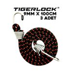 TIGERLOCK Bagaj Lastiği Kancalı Lastik Kırmızı Desenli 9mmx100cm 3 Adet