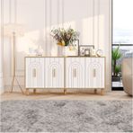 Tigerr 150CM Konsol,tv Sehpası,kitaplık,çok Amaçlı Dolap Ahşap Ayaklı - Safir Meşe - Beyaz