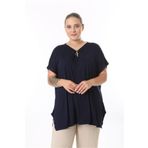 tıgersıze OVERSIZE BÜYÜK BEDEN FERMUAR DETAYLI VİSKON LİKRALI ESNEK KUMAŞ BATTAL BLUZ
