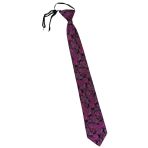 TigerTie Security Güvenlik Kravatı Şal Desenli - Lastikli Bağlanmış Beyaz, Macenta Siyah Gümüş, ca. Länge 54 cm (incl. Knoten), Breite 8 cm