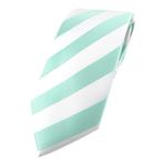 TigerTie Tasarımcı kravat, geniş kulüp şeritli, farklı renklerde, Mint Beyaz, Größe: ca. Länge 150 cm, Breite 8 cm