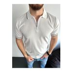 tiggirmoda Beyaz Polo Yaka Triko Tişört