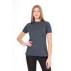 Tight Lady %100 Pamuk süper kalite kadın tişört düz renk Antrasit bisiklet yaka organik pamuk penye t-shirt