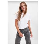 Tight Lady %100 Pamuk süper kalite kadın tişört düz renk Beyaz bisiklet yaka organik pamuk penye t-shirt