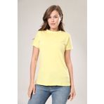Tight Lady %100 Pamuk süper kalite kadın tişört düz renk sarı bisiklet yaka organik pamuk penye t-shirt
