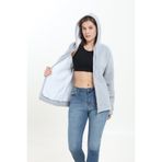 Tight Lady Gri Melanj 3 iplik Kanguru Cepli Kapüşonlu Fermuarlı içi Polarlı Oversize Kadın Sweatshirt Hırka