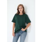 Tight Lady Kadın %100 Pamuk Nefti Yeşili Bisiklet Yaka Oversize Boyfriend T-shirt