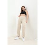 Tight Lady Kadın Bej Soft Touch Welsoft Peluş Bol Paça Kışlık Pantolon