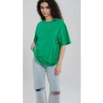 Tight Lady Süper Kalite Kadın %100 Pamuk Benetton Yeşil Bisiklet Yaka Oversize Boyfriend T-shirt