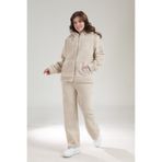 Tight Lady Takım Welsoft Kışlık Geniş Paça Pantolon Ve Kangru Cep Kapüşonlu Fermuarlı Hırka Alt Üst Peluş Takım