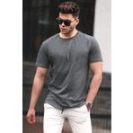 Tight Lady X Serüven %100 Organik Pamuk Erkek Düz Füme Tişört Regular Fit / Normal Kesim