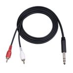 Tignapoo 6.35mm Erkek - Çift RCA Erkek Kablo 1/4 İnç - Çift RCA Stereo Ses Kablosu Altın Kaplama 4.9Ft TV CD DVD Oynatıcı Amplifikatör Hoparlör Mikser Y Adaptörü Ses Kabloları