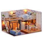 Tignapoo DIY Minyatür Loft Dollhouse Kiti Gerçekçi 3D Ahşap Ev Odası El Yapımı Mobilya ile LED Işıkları sevgililer Günü Noel Doğum Günü hediye