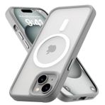 Tigowos iPhone 15 için Manyetik kılıf MagSafe 15FT Düşmeye Dayanıklı Sararma Önleyici Ağır Hizmet Darbeye Dayanıklı Arka Kapak iPhone 15 Telefon Kılıfları 6.1 inç, Gri