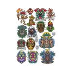 Tiki Mask Sticker Set 1 16 Parça Telefon, Tablet, Defter, Laptop Sticker
