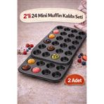 Tilbe Home 2'li 24'lü Mini Muffin Kalıbı Cupcake Fırın Kapsülü Kek Browni Kekstra Kurabiye Kalıbı Baking Pan