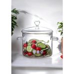 Tilbe Home Kalp Figürlü Still Cam Tencere Borosilikat Isıya Dayanıklı Ocaküstü Kulplu Şeffaf Tencere 1900 ml - 12 x 19